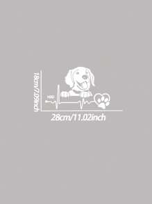 1pc Cartoon Dog Pattern PVC Car Sticker - White - View 3