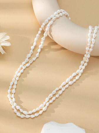 1pc Natural Beige Seashell Chain For DIY Earrings, Necklaces And Jewelry Accessories