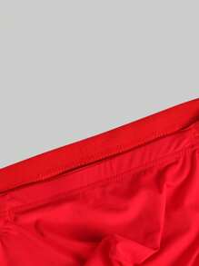 Men Solid Cut Out Waist Brief Sexy Underwear - Red - View 3