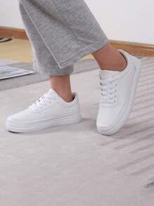 1雙運動防滑男士滑冰繫帶白色低幫運動鞋 - 白色 - 查看 1