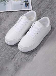 1雙運動防滑男士滑冰繫帶白色低幫運動鞋 - 白色 - 查看 2