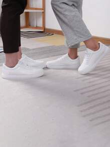 1雙運動防滑男士滑冰繫帶白色低幫運動鞋 - 白色 - 查看 6