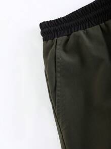 Manfinity LEGND Men Colorblock Drawstring Waist Shorts For Summer - Army Green - View 5