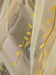 Leaf Print Single Panel Sheer Curtain - Yellow - View 3