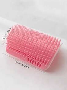 1pc Cat Hair Remover Brush & Massage Tool For Corners Of Table And Wall - Watermelon Pink - View 2