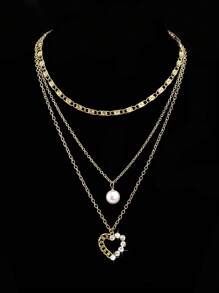 Vòng cổ chuỗi trang trí trái tim - Vàng - Xem 1