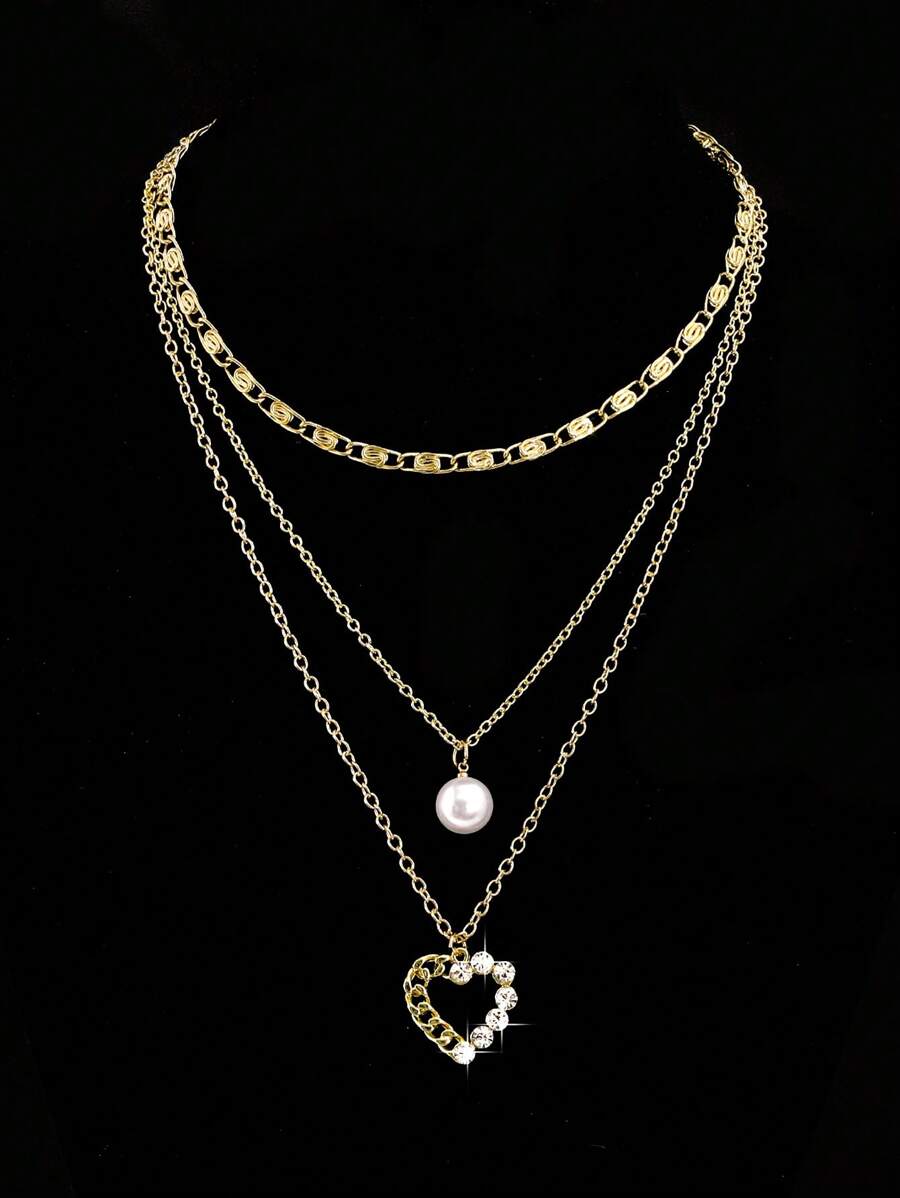 Vòng cổ chuỗi trang trí trái tim - Vàng - Xem 1