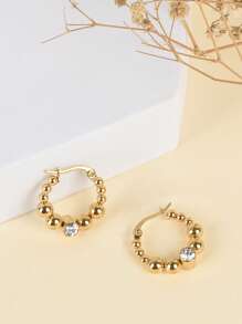 Hoa tai vòng trang trí bằng đá rhinestone - Vàng - Xem 1