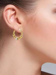 Hoa tai vòng trang trí bằng đá rhinestone - Vàng - Xem 2
