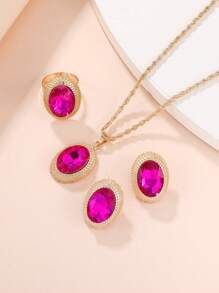 4入组/套寶石裝飾首飾套裝