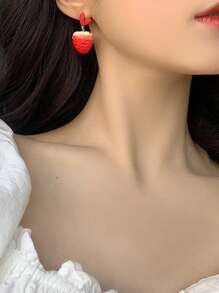 Bông tai giọt dâu - Đỏ - Xem 5