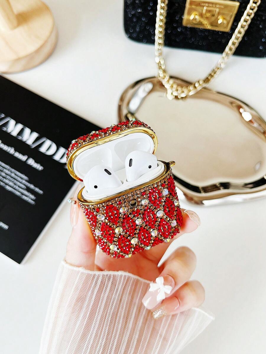 Rhinestone Decor Case Compatible With Airpods - Multicolor - View 1