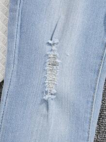 SHEIN Toddler Girls Ripped Flare Leg Jeans - Light Wash - View 3