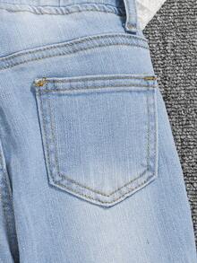 SHEIN Toddler Girls Ripped Flare Leg Jeans - Light Wash - View 4