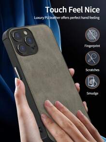 Habyby Men Texture PU Anti-fall Elegant Phone case Compatible With iPhone15/15Plus/15Pro/15Promax - Grey - View 5