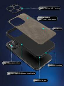 Habyby Men Texture PU Anti-fall Elegant Phone case Compatible With iPhone15/15Plus/15Pro/15Promax - Grey - View 6