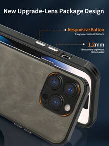 Habyby Men Texture PU Anti-fall Elegant Phone case Compatible With iPhone15/15Plus/15Pro/15Promax - Grey - View 8