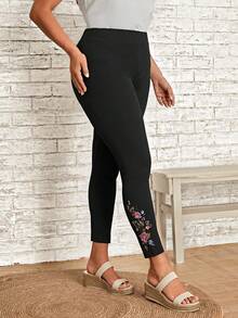EMERY ROSE Plus Floral Print Leggings - Black - View 4