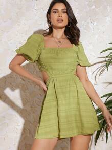 Travachic 泡泡袖腰部鏤空洋裝