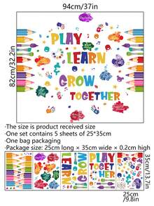 5pcs Colorful Letter & Pen Shaped Wall Sticker, PVC Removable Wall Decorative Sticker For Household - Multicolor - View 3