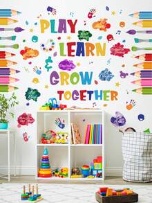 5pcs Colorful Letter & Pen Shaped Wall Sticker, PVC Removable Wall Decorative Sticker For Household - Multicolor - View 4