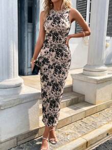 SHEIN Privé Allover Floral Print Tank Top & Skirt - Multicolor - View 4