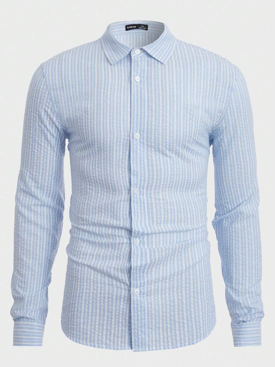Manfinity VCAY Men Cotton Striped Print Button Front Shirt