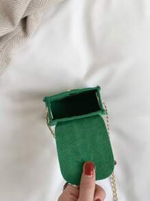 Girls Crocodile Embossed Flap Saddle Bag - Green - View 3