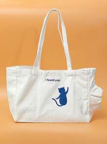 1 pieza Bolsa portadora para mascota con estampado de gato de dibujos animados - Multicolor - Ver 2