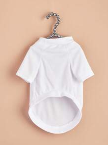 1pc Solid Color Pet Tee - White - View 3