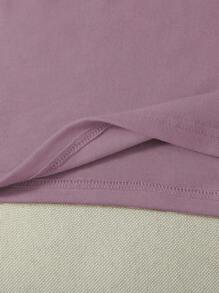 SHEIN LUNE Camiseta con estampado de corazón, camisetas gráficas para mujer - Morado - Ver 4