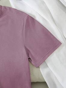 SHEIN LUNE Camiseta con estampado de corazón, camisetas gráficas para mujer - Morado - Ver 5