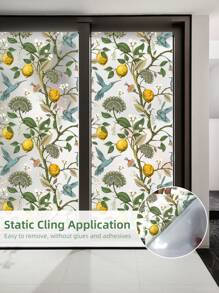 1 pieza Pegatina verde limón patrón de árbol decorativo PVC de colores de vidrio decorativo para doméstico - Verde - Ver 1