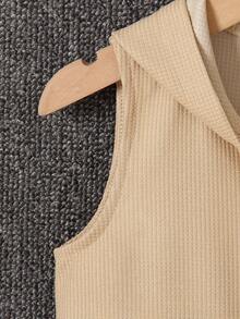 SHEIN 小男童字母貼布連帽連身短褲和配件包