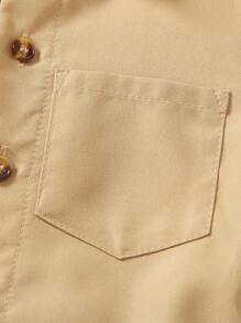 SHEIN 小男童補丁貼口袋腰帶襯衫連體短褲