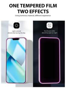 2Pcs Purple Bubble Luminous 14 6.1" / 13 / 13 Pro 6.1" / 15 / 15 Pro Max / 16 / 16 Pro / 16 Pro Max Tempered Glass Screen Protector - Purple - View 5