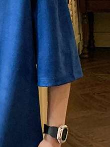 Claim Dot 宽松男士字母压花落肩T恤，秋季 - 寶藍色 - 查看 3