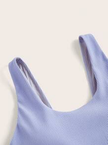 Lifespree Solid Backless Unitard Romper - Lilac Purple - View 7