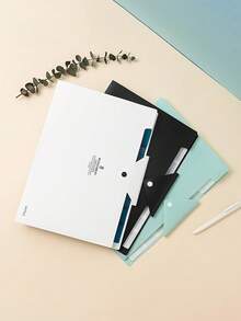 1 pieza con estampado de letra Expansión de archivo simple impermeable multicapas acordeón Carpeta para escuela Almacenamiento de archivo - Azul y blanco - Ver 5