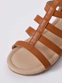 Girls Zip Back Wedge Gladiator Sandals For Outdoor - Brown - View 5