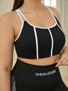 Lifespree Plus Contrast Binding Sports Bra - Black - View 1