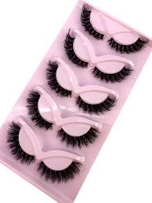 HBZGTLAD 5pairs/Set Cat Eye 3d Faux Mink Fur Eyelashes With Curling Design For Natural, Realistic, Messy & Long Eyelashes - Black - View 2