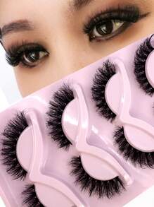 HBZGTLAD 5pairs/Set Cat Eye 3d Faux Mink Fur Eyelashes With Curling Design For Natural, Realistic, Messy & Long Eyelashes - Black - View 3