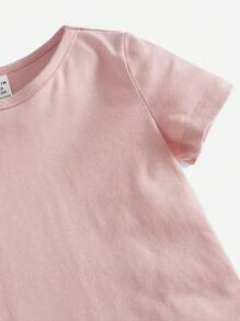 SHEIN Baby Boy  Solid Tee & Shorts - Baby Pink - View 3