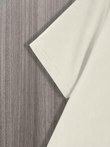 Manfinity Homme Hombres Camiseta con estampado de letra - Albaricoque - Ver 3