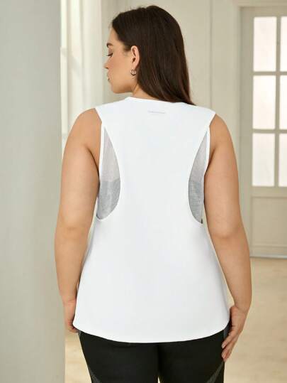 SHEIN Sports 大碼字母圖案運動背心