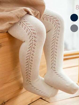 1pc Kids' Solid ColorStirrupd Tights, Unisex Infant Toddler Knitted Leggings, Spring/Autumn