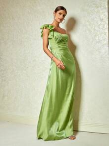 D&M Đầm Xù màu trơn Buổi tiệc - Màu xanh chanh - Xem 6