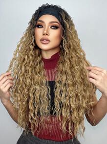 HAIRCUBE 女士卷发发带假发，波浪棕金色合成长卷发假发，带发带 - 彩色 - 查看 5