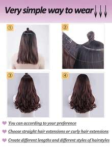 夾片中等卷合成纖維接髮 - 黑色 - 查看 6